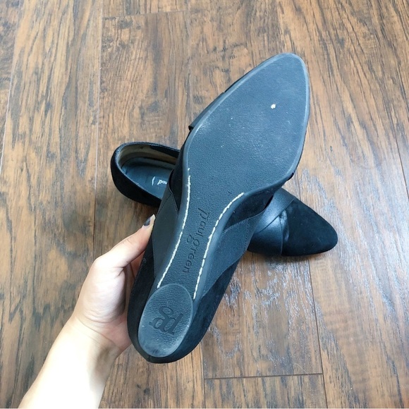 Paul Green • Daniella black suede wedges pumps heels pointed toe elastic strap - Picture 9 of 11